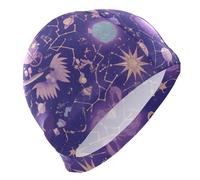 Purple Mysterious Universe Planet - Gorro de natación para adultos para principiantes, pelo corto, impermeable, para adultos, protección del cabello y reducción de arrastre, gorro para piscina mujer