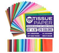 Purple Papers 100 hojas de papel de seda multicolor de 18 g/m² para envolver regalos, papel de seda de alta calidad para arte y manualidades, decoración de fiesta de cumpleaños, bolsas de regalo, 25