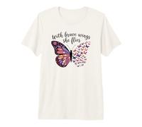 Purple & Pink Butterfly Christian with Brave Wings She Flies Camiseta Premium