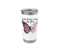 Purple & Pink Butterfly Christian With Brave Wings She Flies Vaso térmico de acero inoxidable de doble pared