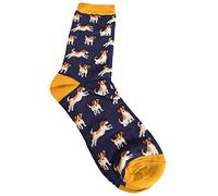 Purple Possum® Calcetines para hombre, diseño de perros Jack Russell, mezcla de algodón y bambú, talla 7-11, idea de regalo (azul), azul marino, 8-11