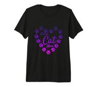 Purple Proud Cat Mom Heart Paw Prints Estética Lindo Camiseta Premium