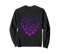 Purple Proud Cat Mom Heart Paw Prints Estética Lindo Sudadera