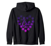 Purple Proud Cat Mom Heart Paw Prints Estética Lindo Sudadera con Capucha