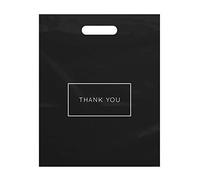 Purple Q Crafts Bolsas de plástico troqueladas con Logotipo de Agradecimiento de 12 x 15 Pulgadas, Bolsas Boutique con Asas, Paquete de 100 Unidades para mercancía, Regalos, ferias comerciales y más