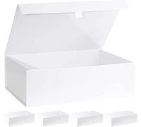 Purple Q Crafts Caja de regalo dura blanca con tapa de cierre magnético, 14 x 9 x 4 pulgadas, cajas rectangulares con acabado blanco brillante (5 cajas)