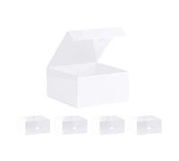 Purple Q Crafts Paquete de 5 cajas de regalo duras blancas con tapa de cierre magnético de 8 x 8 x 4 pulgadas, cajas cuadradas con acabado blanco brillante