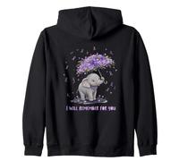 Purple Ribbon Elephant Demencia Concientización Apoyo Sudadera con Capucha