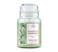 Purple River - Vela aromática en tarro de cristal grande, cera de soja | Eucalyptus & Lemongrass (623 g) | Vela en tarro con tapa | Velas de larga duración (140 h)