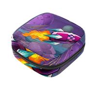 Purple Rocket Flying Over The Moon - Kit de primera menstruación para niñas, bolsa menstrual de tampón, soporte para almohadilla de lactancia con cremallera, organizador de servilletas sanitarias