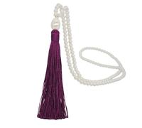 (Purple) Simple Pearl Long Tassel Charm Necklace Long Sweater Chain Fashion Jewelry
