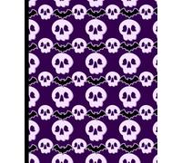 Purple Skull & Bat Notebook: Spooky Cute Ruled Journal | 7.5 x 9.25 in | 100 Pages for Writing, Notes & Halloween Lovers