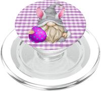 Purple Spring Buffalo Plaid with Bunny GNOME Cute Easter PopSockets PopGrip para MagSafe