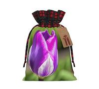 Purple Tulip - 1 bolsa de Navidad con cordón de 8.3 x 11.8 pulgadas, bolsa robusta para regalos y artículos esenciales de uso diario