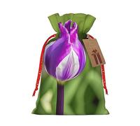 Purple Tulip - 1 bolsa de Navidad con cordón de 8.3 x 11.8 pulgadas, bolsa robusta para regalos y artículos esenciales de uso diario