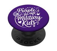 Purple up for Military Kids Dandelion Month of The Military PopSockets PopGrip Adhesivo