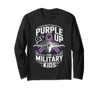 Purple Up For Military Kids Military Child Air Fighter Jet Manga Larga