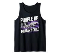 Purple Up For Military Kids Month Military Fighter Air Jet Camiseta sin Mangas
