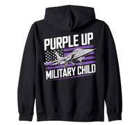 Purple Up For Military Kids Month Military Fighter Air Jet Sudadera con Capucha