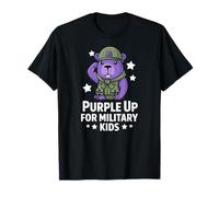 Purple Up para niños militares, diversión saludando a familias del ejército de osos Camiseta