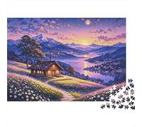 Purple Valley Jigsaw Puzzle 1000 Piezas Papel Reciclado Sunset Cottage Puzzles para Adultos Divertido y Desafiante Family Game Regalo de Bendición de Vacaciones for Men 52x38cm/1000pcs