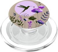 Purple Wildflower Hummingbird Flower Beige Floral Print Bird PopSockets PopGrip para MagSafe