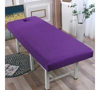 Purple1,80x180cm/2.6x5.9ft,Funda De Sábana De Masaje A Rayas,Sábanas De Mesa De Masaje Con Orificio Facial,Funda De Cama De Belleza Reutilizable Funda Protectora Lavable