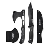 PURPLEBIRD Juego de Cuchillos para Exteriores con Hacha para Acampar, Cuchillo de Supervivencia con Cuchillo de Caza Fijo y Hacha para Acampar con Hacha Dividida y Afilado con Caja de Regalo