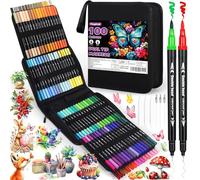 Purpledi 100 Colores Rotuladores Lettering, Rotuladores de Punta Pincel de arte, Brush Pen para Lettering, Caligrafía, Colorear, Dibujar, Pintar Regalo para Niños y Adultos