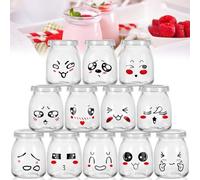 Purpledi 12 Vasos Yogurtera de Cristal, Tarros de Yogur con Tapa, Recipientes de Vidrio Para Pudín y Yogur, Botes Vaso para Máquinas de Yogurmulticocina 100 ml para Presentar y Servir Alimento