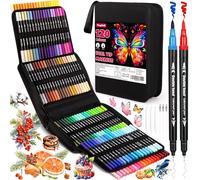 Purpledi 120 Colores Rotuladores Lettering, Rotuladores de Punta Pincel de arte, Brush Pen para Lettering, Caligrafía, Colorear, Dibujar, Pintar Regalo para Niños y Adultos