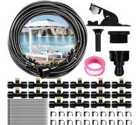 Purpledi 15M Kit Nebulizador Jardín, Sistema de enfriamiento por nebulización, Nebulizador Terraza Exterior con 16 Boquillas de Latón Ajustables para Eventos al Aire Libre，Jardines，Sombrillas y Techos