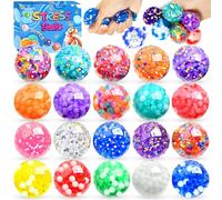 Purpledi 20 Piezas Bolas Antiestres, Juguetes Sensoriales, Juguetes Antiestres Squeeze, Squishy Toy Mini Fidget Toys Set para Niños Adultos Aliviar la Ansiedad, Fiesta, Cumpleaños Regalo, Pequeño
