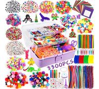 Purpledi 3300+PCS DIY Creativo Kit Manualidades Material, DIY Art Supplies Creativo Regalo Labores, Juguetes Educativos para Niño 5 6 7 8 Años