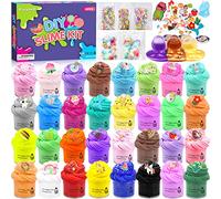 Purpledi 35 Kits de Fluffy Butter Slime, Slime para niñas y niños, Incluye Abalorios de Limo de Helados de Frutas, etc, súper elástico y Antiadherente, Juguete para aliviar el estrés
