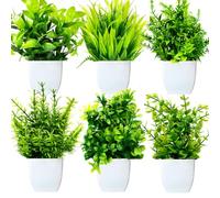 Purpledi 6 Piezas Plantas Artificiales Mini Ecologización Artificiales Macetas Plantas Plásticos Plantas Falsa, Planta Artificial Pequeña para Mesa de Despacho Baño Hogar Decoración