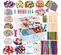 Purpledi DIY Creativo Kit Manualidades Material 3300+PCS, DIY Art Supplies Creativo Regalo Labores, Juguetes Educativos para Niño Niña (A)