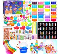 Purpledi DIY Slime Kit,Slime DIY con 24 Colores de Slime de Cristal, Suministros de Slime Claro para niños,DIY Slime Kit Set para Manualidades, Kit de Slime para Hacer Juego Slime (A)
