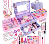 Purpledi Kit de Maquillaje Niñas- 59 PCS Lavable de Maquillaje, Juego de Maquillaje, Regalo de Princesa para Niñas, Juguete de Maquillajepara cumpleaños 3 4 5 6 7 8 9 10 Años, P-CAIZHUANGWANJU92