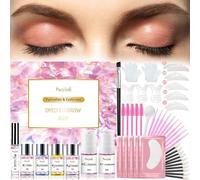 Purpledi Lifting Pestañas Kit Profesional, Kit de Permanente de Pestañas Brow Lamination Kit de Permanente de Semipermanente Profesional Adecuado, 4en1 Laminado de Cejas y Pestañas Tinte