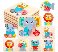 Purpledi Puzzles de Madera de Animales - 6PCS Juguetes Educativos Montessori para Niños 1 2 3 Años, Regalo de cumpleaños, Navidad (A)