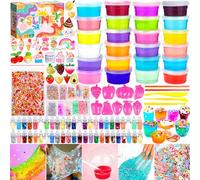 Purpledi Suministros de Slime Claro de Cristal DIY con 24 Colores, Kit Set de Manualidades, Juego para niños (B)