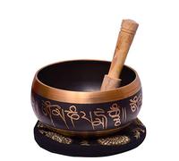 Purpledip Bell Metal Tibetano Budista Canto Bowl: Hecho a mano 5.5 pulgadas Instrumento musical para meditación (10638)