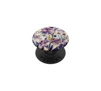 PurpleFlower Vibrant Stained Glass Purple Floral Pattern PopSockets PopGrip Adhesivo