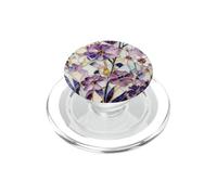 PurpleFlower Vibrant Stained Glass Purple Floral Pattern PopSockets PopGrip para MagSafe