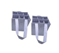 PURPLELILY 2 bolsas de vino resistentes con 6 ranuras protectoras, base reforzada y forro para transporte de cerveza de champán (119 cartas), portadores de vino de fieltro protectores con divisores
