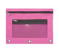 PURPLELILY 2 estuches de gran capacidad con cremallera para lápices, bolsillos dobles, 3 anillos con ventana transparente para bolígrafos, archivos, funda de malla con cremallera, marcador