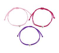 PURPLELILY 3 pulseras de corazón multicolor a juego para el día de la madre e hijo, diseño de corazón para madres e hijos, tejido simple para mujeres y niños