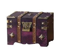 PURPLELILY Baúl de almacenamiento de seguridad con temática vintage, herrajes de metal, organizadores de gran capacidad para joyas, accesorios antiguos, caja de almacenamiento de seguridad antigua