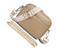 PURPLELILY Bolso cruzado multiusos para cámara con correa, piel sintética, hombro a la moda, para paseos por la ciudad y exploración al aire libre, Khaki, One Size